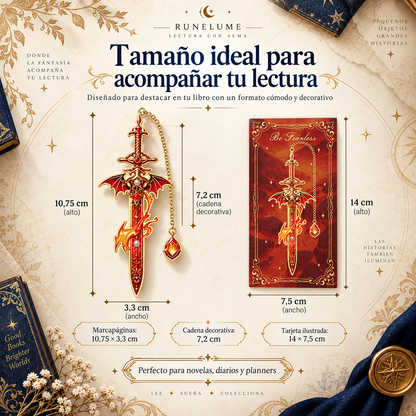 Espadas de Runelume | Set de 4 Marcapáginas Metálicos de Fantasía